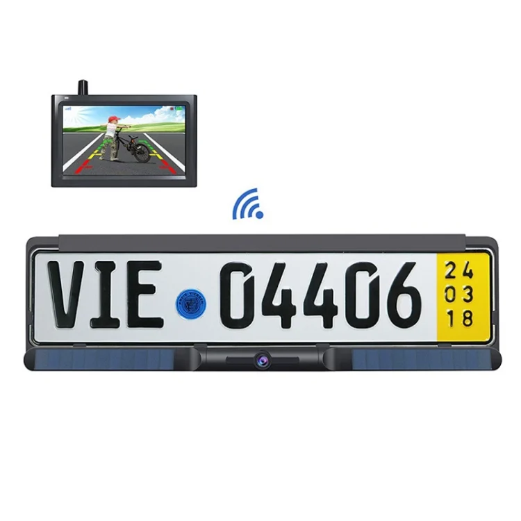 TBD0603756101A.webp Solar Integrated License Plate Frame Vehicle Camera Wireless Reversing Display - Image 1