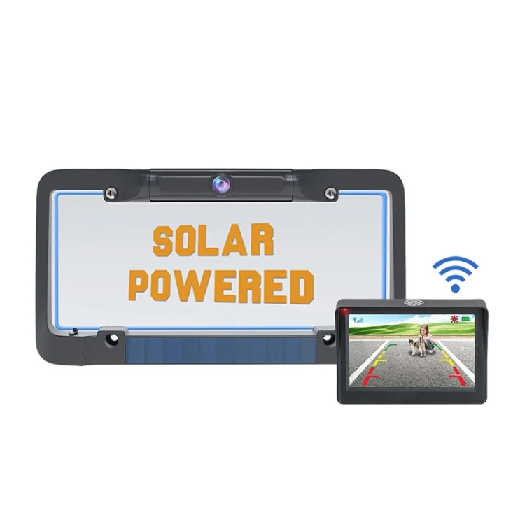 TBD06037569.webp Solar License Plate Frame Wireless Transmission Reversing Camera Display - Image 1