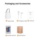 16 Colors LED Night Light with Handle Hanging Lantern USB Rechargeable Table Lamp - Image 2