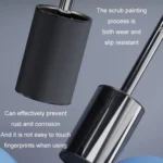 Bathroom Stainless Steel Base Leak-Proof Toilet Brush Set - Image 4