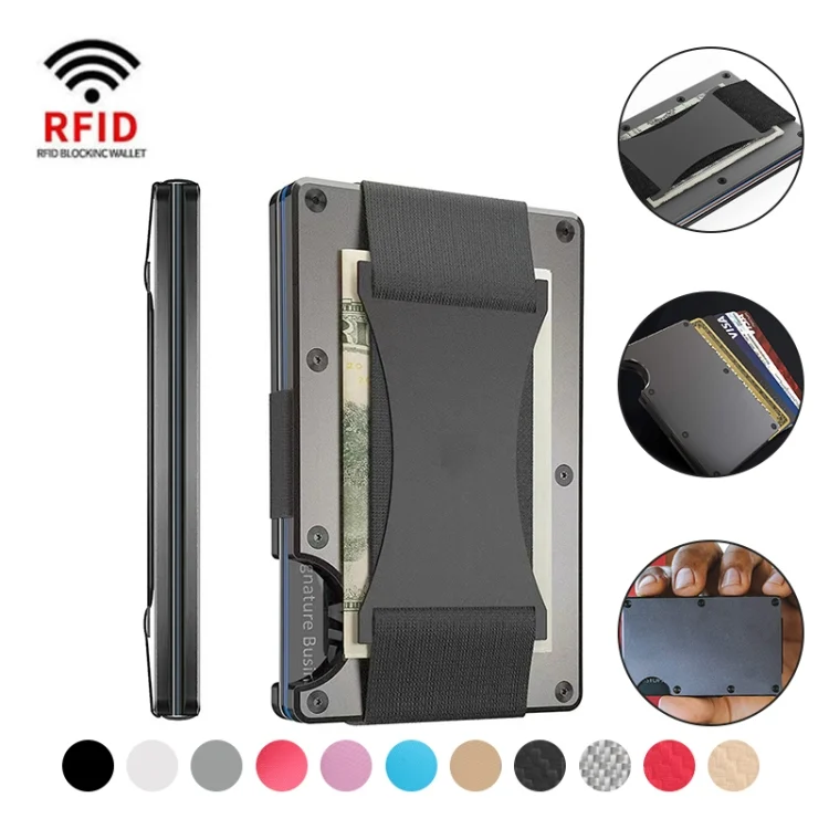 TBD06037671_B1.webp Credit Card Holder Wallets RFID Blocking Slim Metal Card Clip - Image 2
