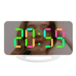 TS-8201 LED Digital Mirror Alarm Clock Big Screen Dual USB Desktop Table Clock
