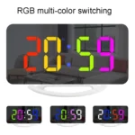 TS-8201 LED Digital Mirror Alarm Clock Big Screen Dual USB Desktop Table Clock - Image 10