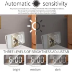 TS-8201 LED Digital Mirror Alarm Clock Big Screen Dual USB Desktop Table Clock - Image 6