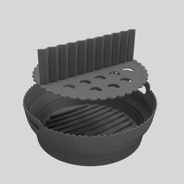 Round 2 Layer Air Fryer Silicone Basket Reusable Foldabl Air Fryer Mold Liner Tray