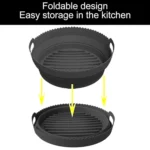 Round 2 Layer Air Fryer Silicone Basket Reusable Foldabl Air Fryer Mold Liner Tray - Image 4