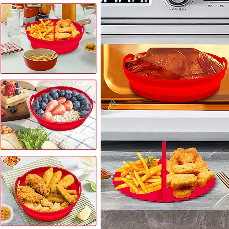 TBD06037864_B7.webp Round 2 Layer Air Fryer Silicone Basket Reusable Foldabl Air Fryer Mold Liner Tray - Image 8