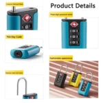TSA Customs Code Lock Travel Luggage Lock Mini Contrast Color Design Combination Padlock - Image 5