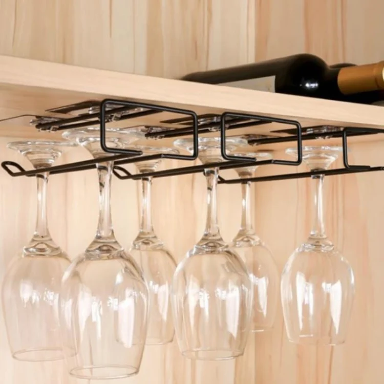 TBD06038074_3.webp Iron  Red Wine Glass Storage Rack Nail Free Upside Down Glass Rack - Image 4