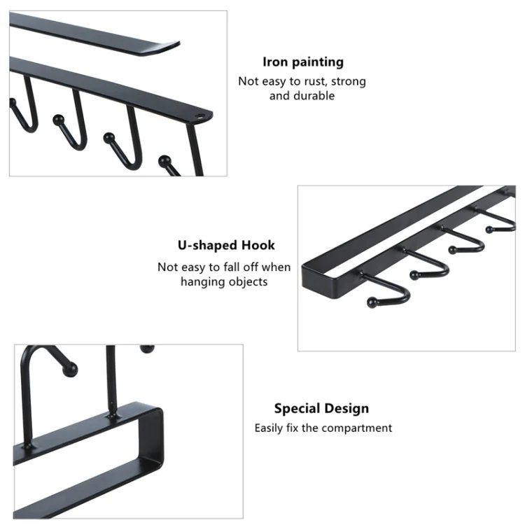 TBD06038084_B3.webp 6 Even Iron Hook Hanging Cup Holder Cabinet Storage Hanger - Image 4