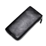 Men Long Wallet Soft Leather Zipper Mini Phone Bag Clutch Bag