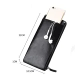 Men Long Wallet Soft Leather Zipper Mini Phone Bag Clutch Bag - Image 2