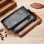 Men Long Wallet Soft Leather Zipper Mini Phone Bag Clutch Bag - Image 7