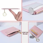 Women PU Leather Small Wallet Short Ultra-thin Color Contrast Splicing Card Holder - Image 5