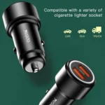 Yesido Y43 Dual USB Port Car Fast Charger Cigarette Lighter 36W Car Charger - Image 2