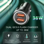 Yesido Y43 Dual USB Port Car Fast Charger Cigarette Lighter 36W Car Charger - Image 3