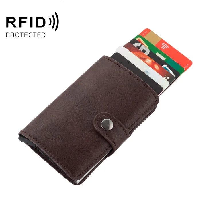 PU Leather Aluminum Alloy Credit Card Case Card Holder RFID Multipurpose Business Card Wallet