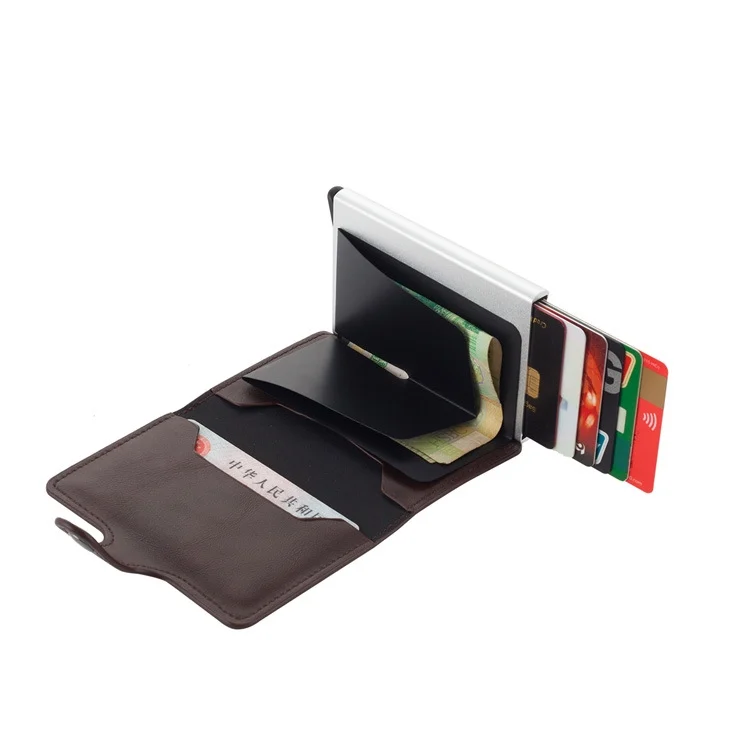 TBD06038262_B2.webp PU Leather Aluminum Alloy Credit Card Case Card Holder RFID  Multipurpose Business Card Wallet - Image 3
