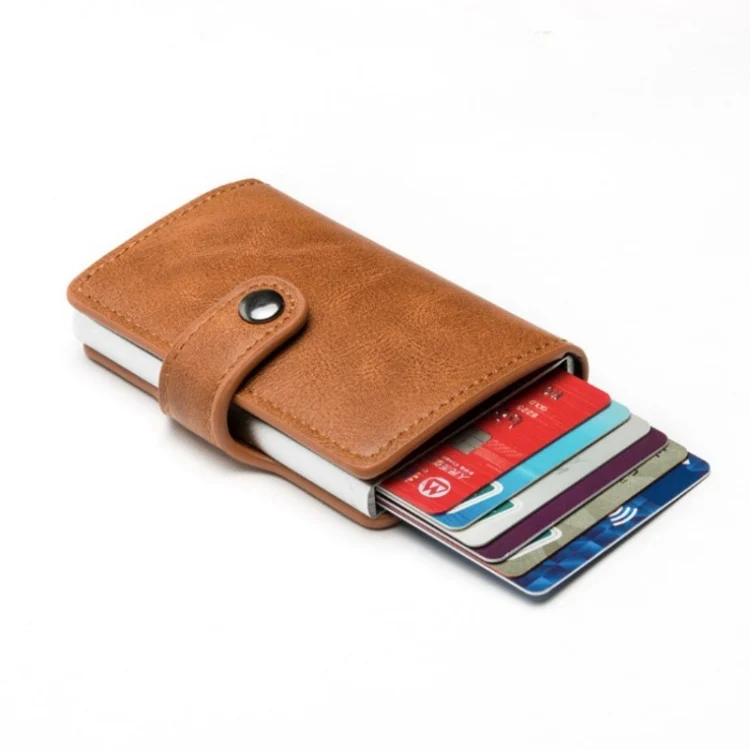TBD06038262_B3.webp PU Leather Aluminum Alloy Credit Card Case Card Holder RFID  Multipurpose Business Card Wallet - Image 4