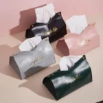 Household Bedroom PU Tissue Bag Car Living Room Paper Storage Box - Image 2