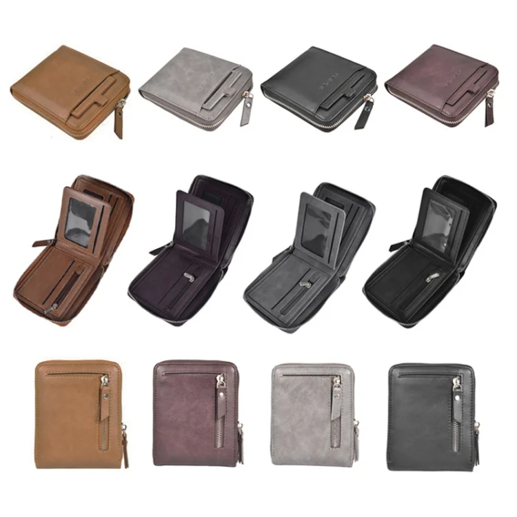 TBD06038312_B1.webp DEABOLAR Men Short Type PU Wallet Retro Zipper RFID Antimagnetic Card Holder - Image 2