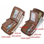 DEABOLAR Men Short Type PU Wallet Retro Zipper RFID Antimagnetic Card Holder - Image 3