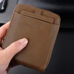 DEABOLAR Men Short Type PU Wallet Retro Zipper RFID Antimagnetic Card Holder - Image 5