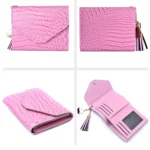 Ladies Wallet Tassel Trifold Crocodile Pattern Coin Purse Card Holder - Image 6