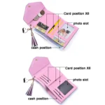 Ladies Wallet Tassel Trifold Crocodile Pattern Coin Purse Card Holder - Image 3