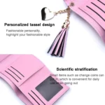 Ladies Wallet Tassel Trifold Crocodile Pattern Coin Purse Card Holder - Image 4