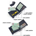 DEABOLAR Men Short Wallet Cross Pattern Tri-Fold Zipper Coin Purse Driver License Card Holder - Image 4