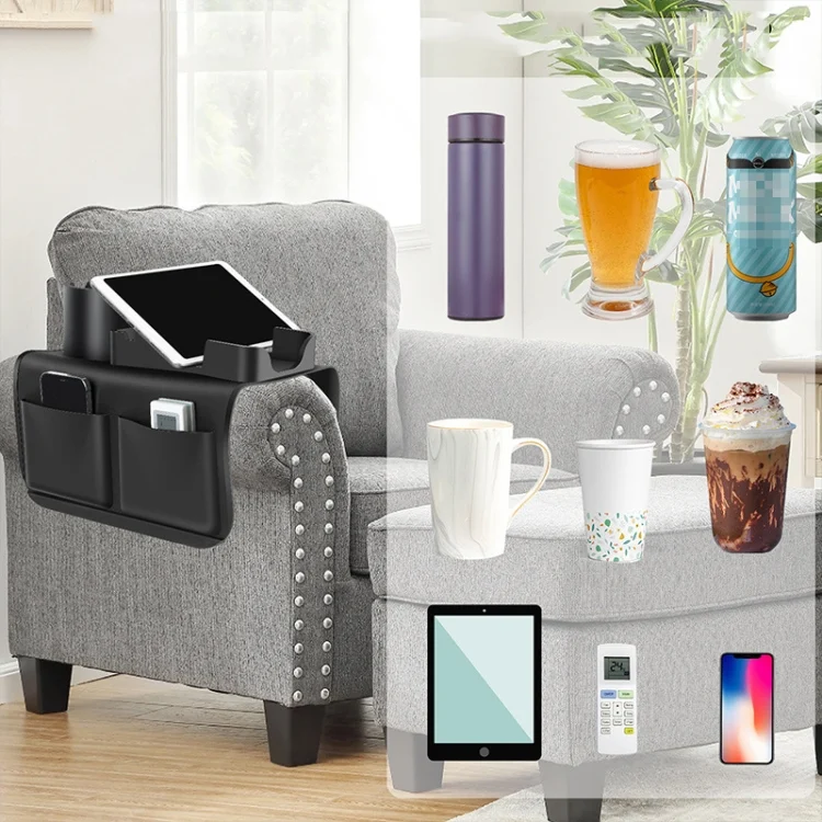 TBD0603832701A.webp Upgrade Couch Cup Holder Tray Silicone Anti-Slip Sofa Armrest Tray - Image 1