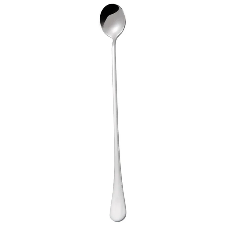 TBD0603838901.webp 304 Stainless Steel Long Handle Thickened Round Spoon Coffee Ice Drink Mixing Spoon - Image 1