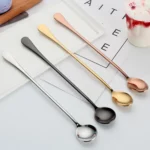 304 Stainless Steel Long Handle Thickened Round Spoon Coffee Ice Drink Mixing Spoon - Image 2