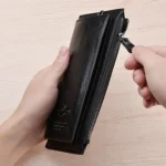 DEABOLAR Men Long Wallet Retro PU Soft Leather Hand Strap Clutch Mobile Phone Bag - Image 5