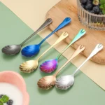 Stainless Steel Water Droplet Shell Spoon Ice Cream Spoon Coffee Mixing Spoon - Image 3