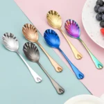 Stainless Steel Water Droplet Shell Spoon Ice Cream Spoon Coffee Mixing Spoon - Image 4