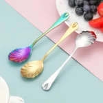 Stainless Steel Water Droplet Shell Spoon Ice Cream Spoon Coffee Mixing Spoon - Image 5