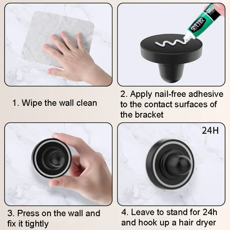 TBD06038465_B4.webp No-punch Bathroom Wall Mounted Magnetic Blower Holder Nozzle Storage Hanger - Image 5