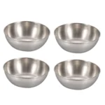 4pcs/set Stainless Steel Circular Dipped Dishes Seasoning Gastric Dish