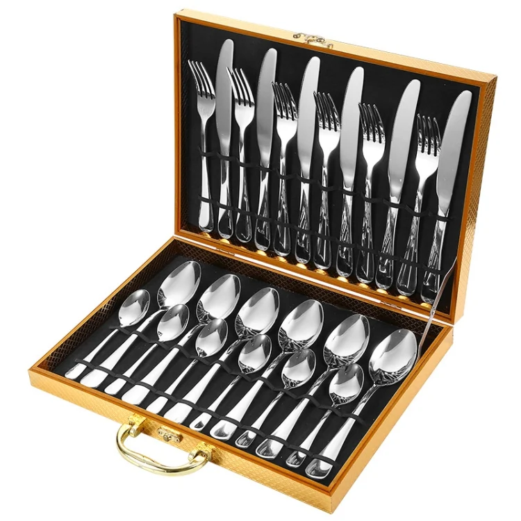 TBD0603848501.webp 24pcs/set Boxed Stainless Steel Cutlery Knife, Fork and Spoon Cutlery Set - Image 1