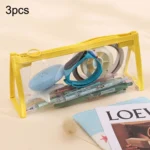 3pcs PVC Student Stationery Storage Transparent Pencil Bag Exam Transparent Zipper Pencil Bag