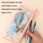 3pcs PVC Student Stationery Storage Transparent Pencil Bag Exam Transparent Zipper Pencil Bag - Image 2