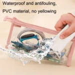 3pcs PVC Student Stationery Storage Transparent Pencil Bag Exam Transparent Zipper Pencil Bag - Image 5