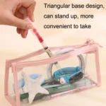 3pcs PVC Student Stationery Storage Transparent Pencil Bag Exam Transparent Zipper Pencil Bag - Image 6