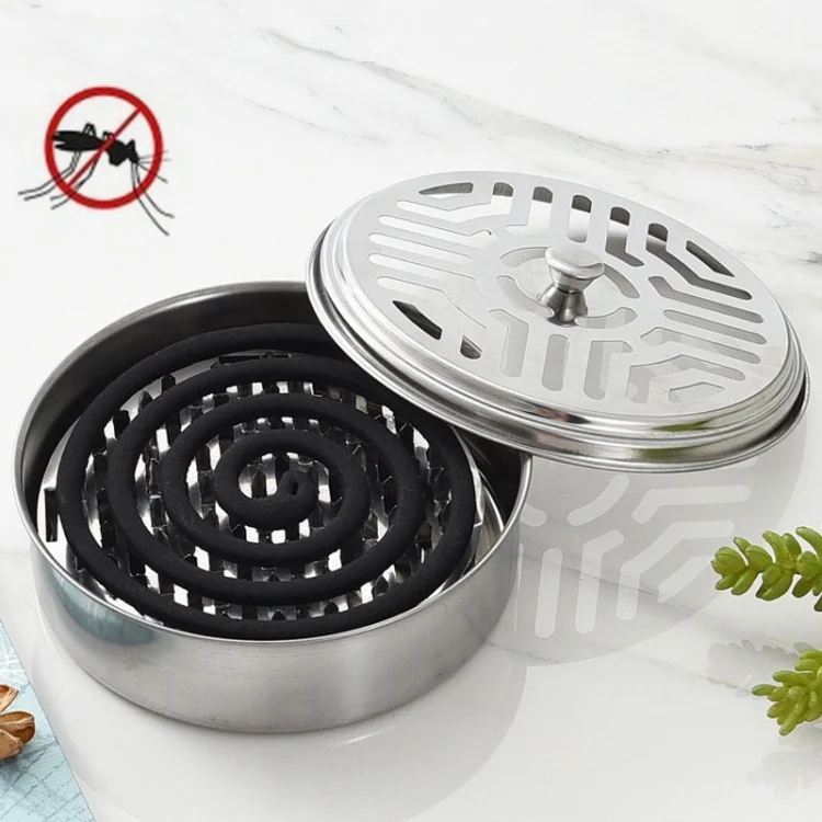 Stainless Steel Mosquito Incense Tray Holder Household Fireproof Mosquito Incense Box With Cover