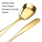 Medium 304 Stainless Steel Spoon Glossy Thickened Flat Head Flat Bottom Serving Spoon - Image 3