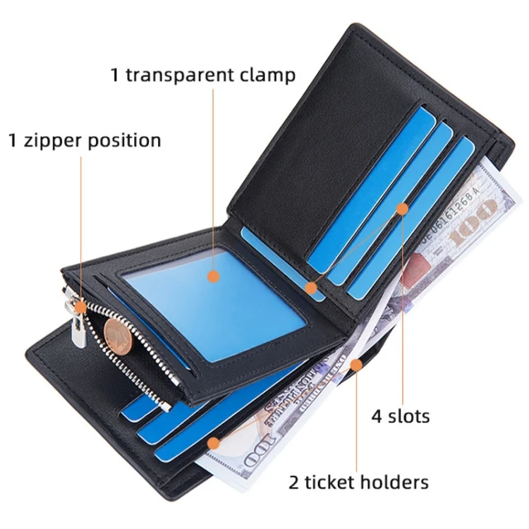 TBD06038595_B4.webp Baellerry Men Short Multi-Card Wallet Large Capacity Leather Zip Coin Purse - Image 5
