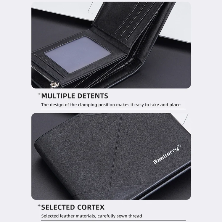 TBD06038595_B6.webp Baellerry Men Short Multi-Card Wallet Large Capacity Leather Zip Coin Purse - Image 7