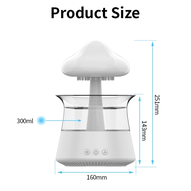 TBD06038702_B1.webp CH06 300ml Rain Humidifier Mushroom Cloud Colorful Night Lamp Aromatherapy Machine - Image 2